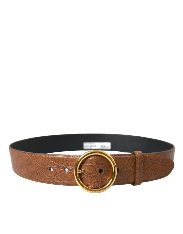 Elegant belt made of exotic leather - rich brown