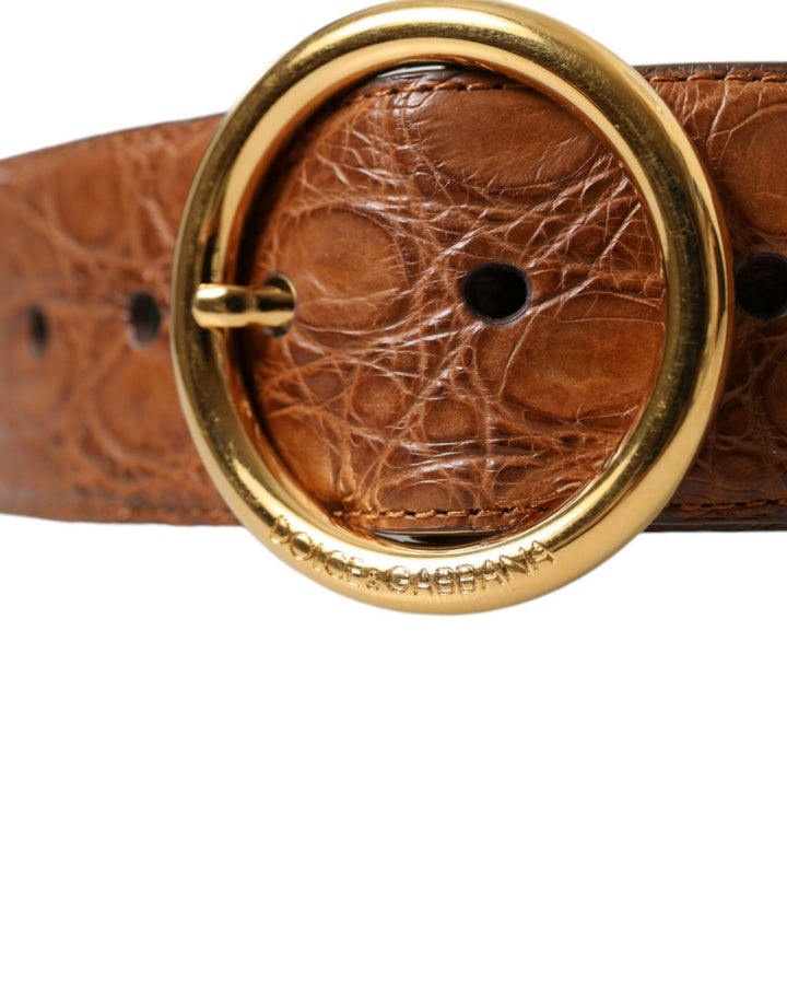 Elegant belt made of exotic leather - rich brown