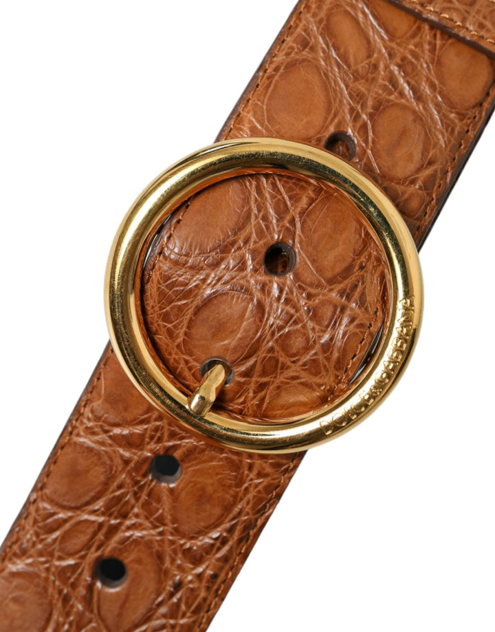Elegant belt made of exotic leather - rich brown