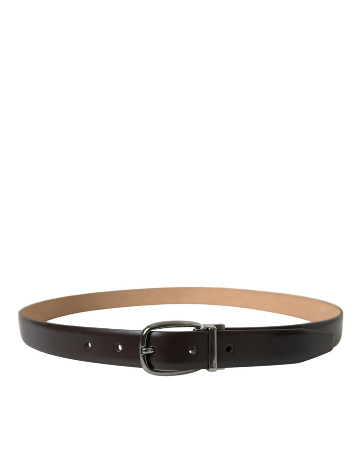 Elegant dark brown calfskin belt