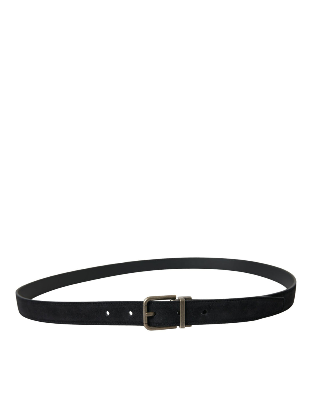 Elegant black leather belt with metal buckle