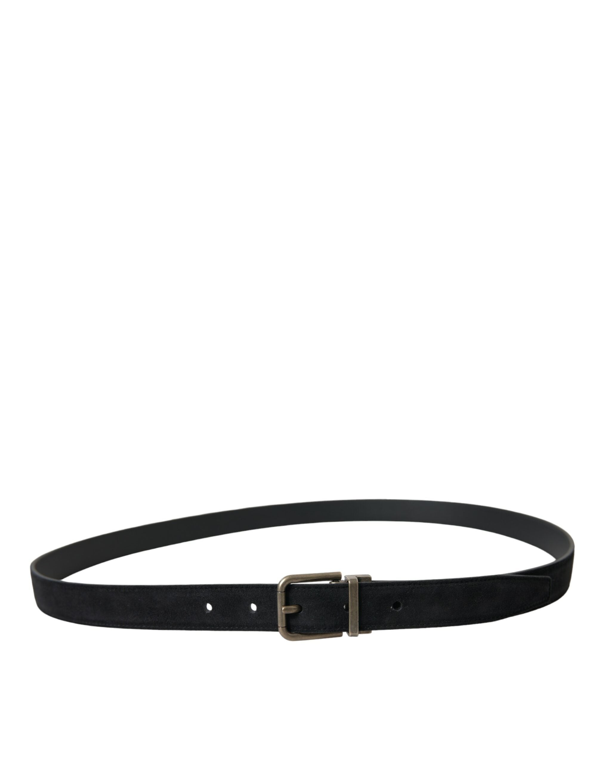 Elegant black leather belt with metal buckle