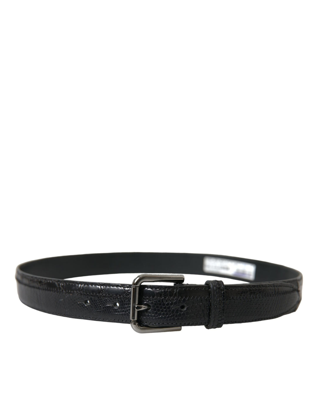 Elegant black leather belt with metal buckle