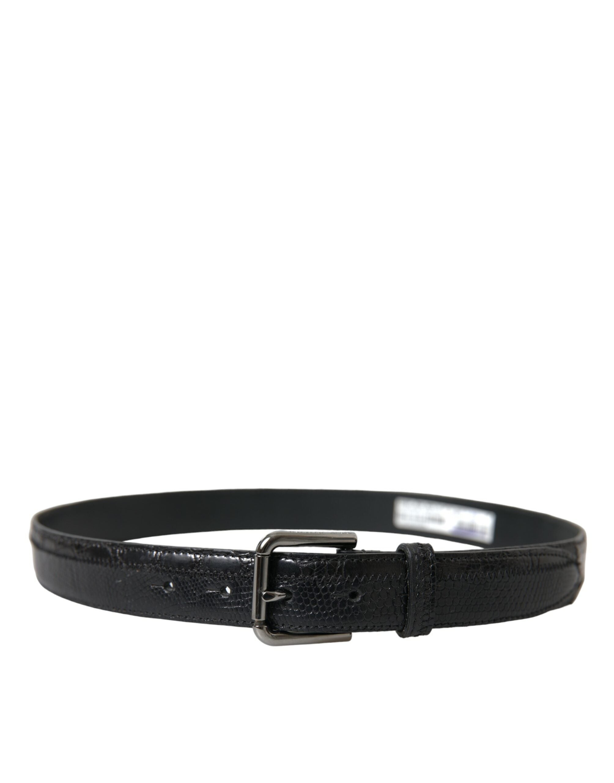 Elegant black leather belt with metal buckle