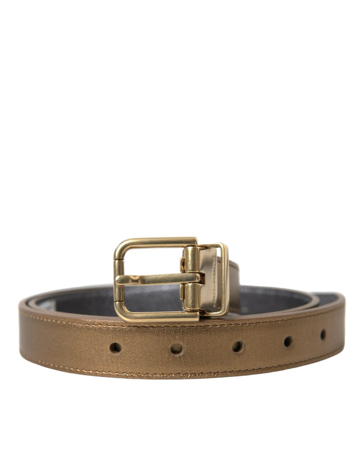 Gold metallic leather belt - timeless elegance