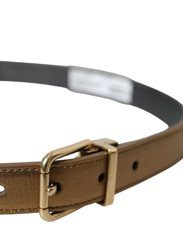 Gold metallic leather belt - timeless elegance