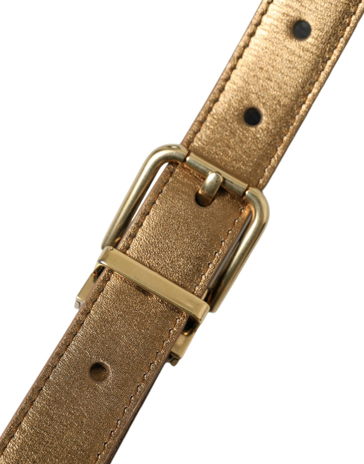 Gold metallic leather belt - timeless elegance