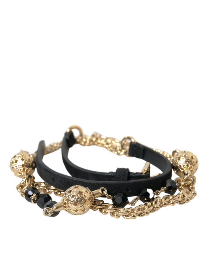 Elegant Crystal Bounce leather belt