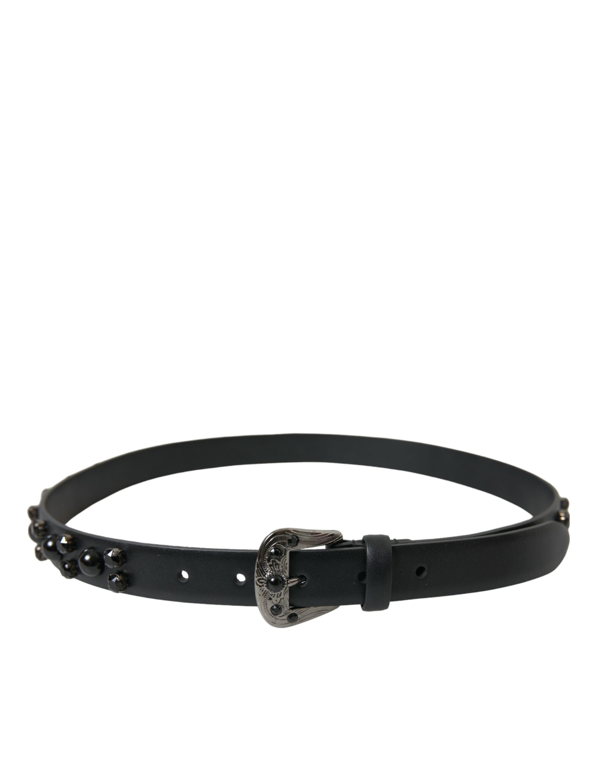 Leather belt with engraved logo
