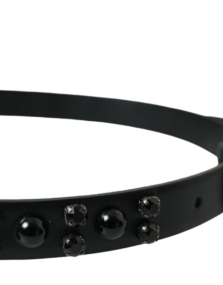 Leather belt with engraved logo