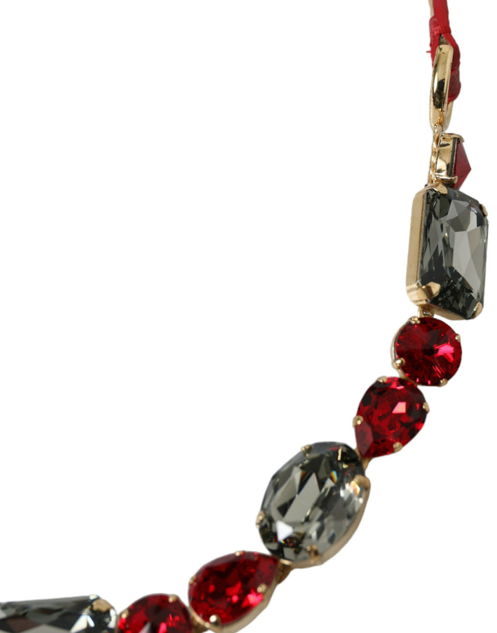 Bright red crystal buckle belt