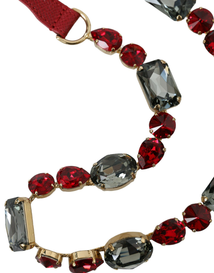 Bright red crystal buckle belt