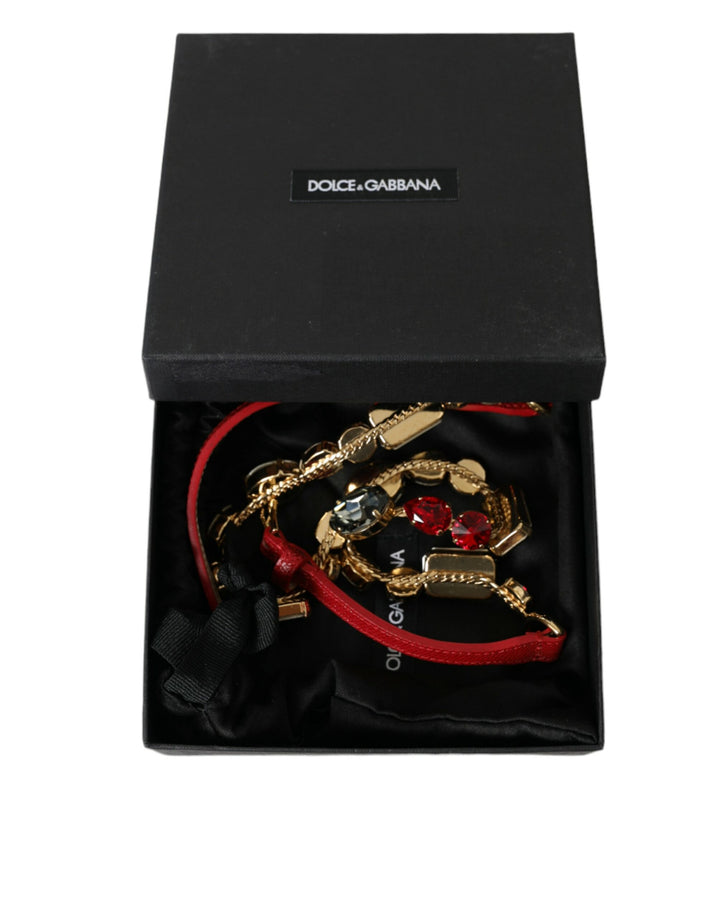 Bright red crystal buckle belt