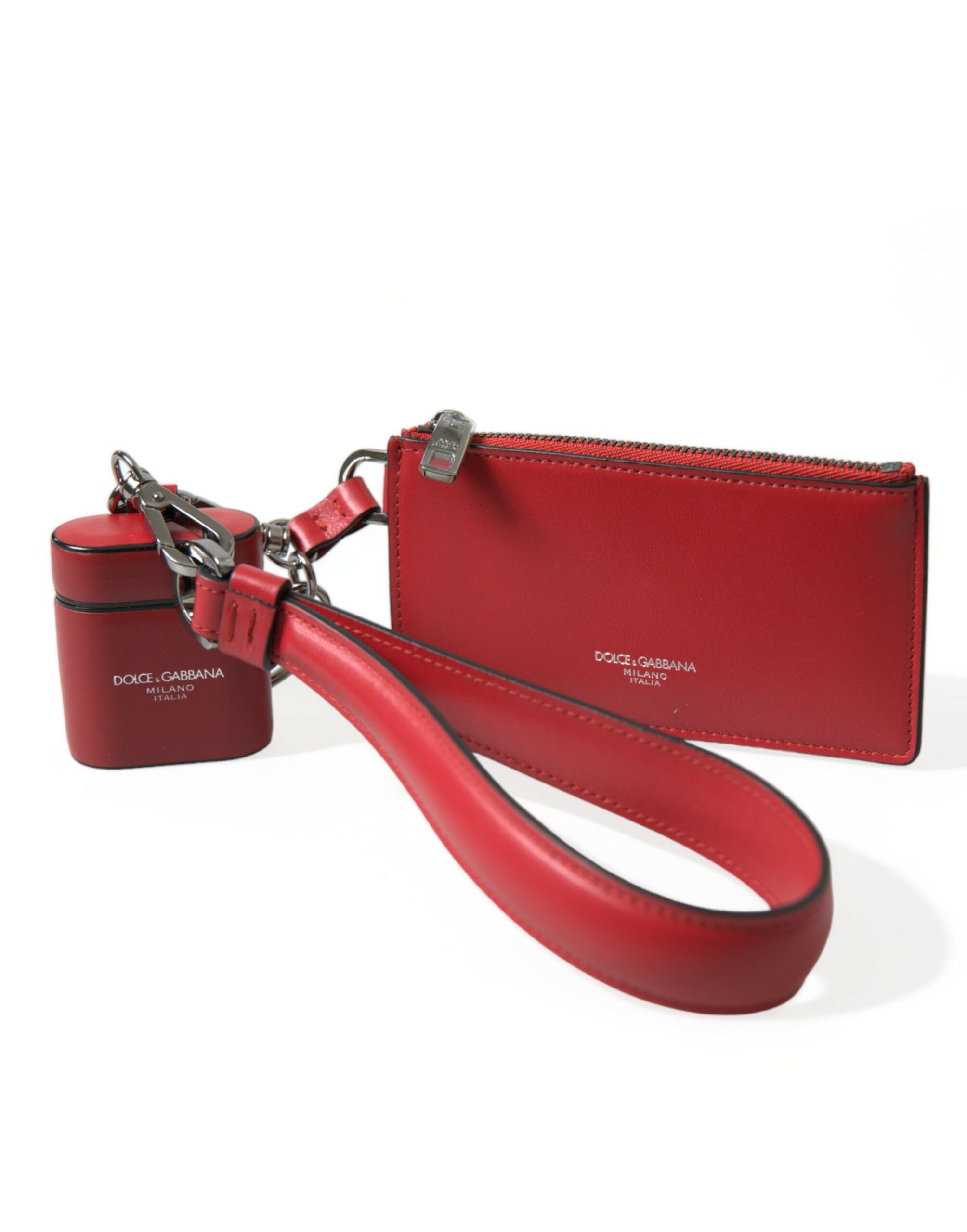 Elegant Airpods case made of red leather