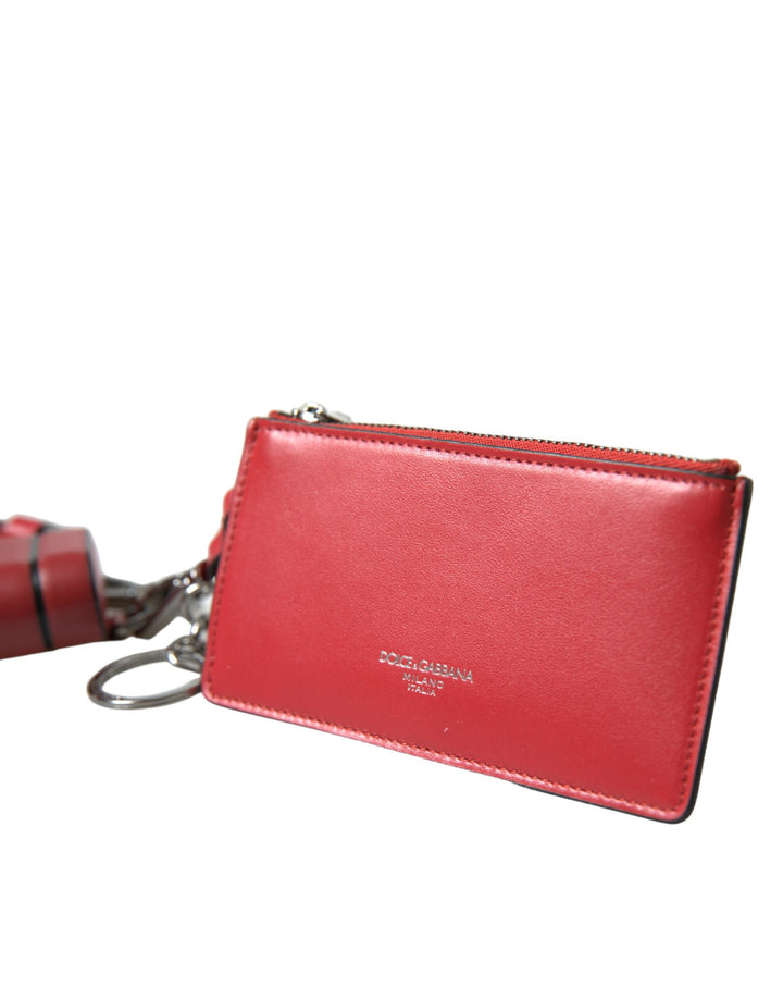 Rotes Leder Silber Metall Logo Riemen Tasche Airpods Fall