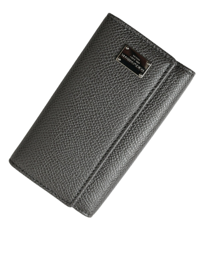 Chic grey leather triple key case