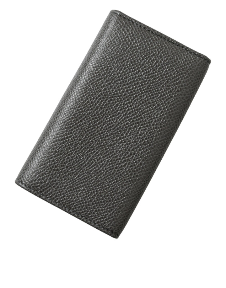 Chic grey leather triple key case