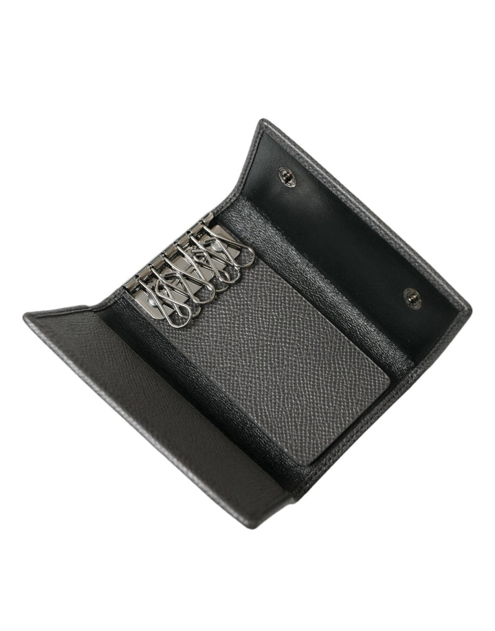 Chic grey leather triple key case