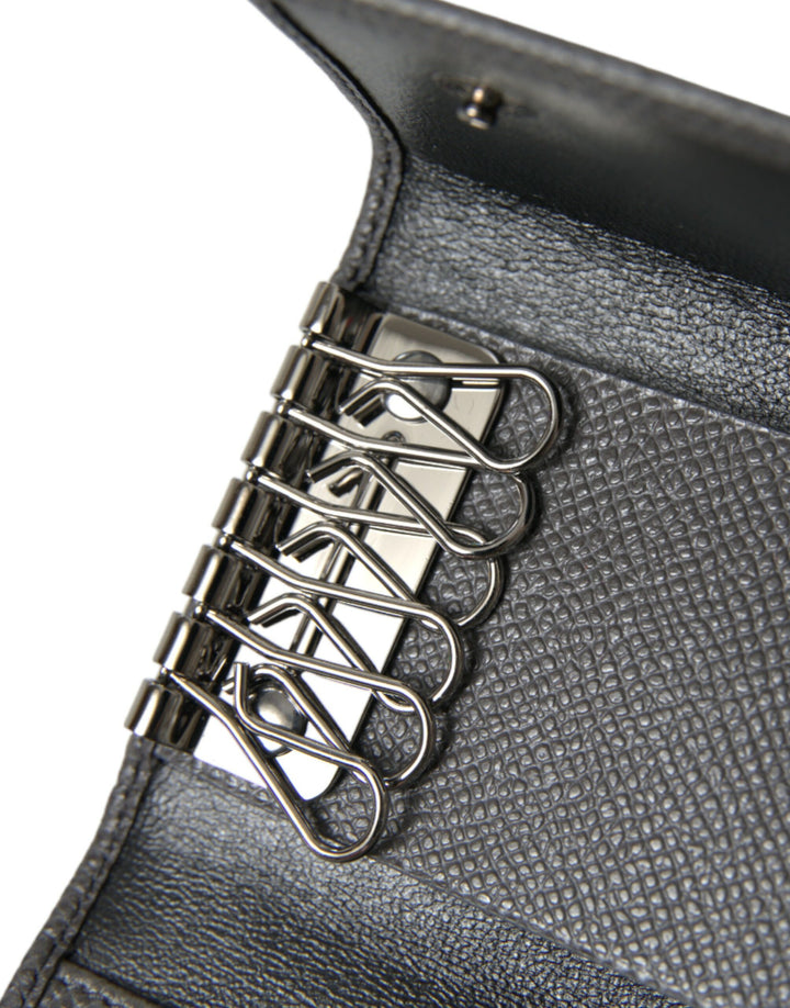 Chic grey leather triple key case