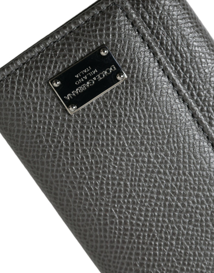 Chic grey leather triple key case
