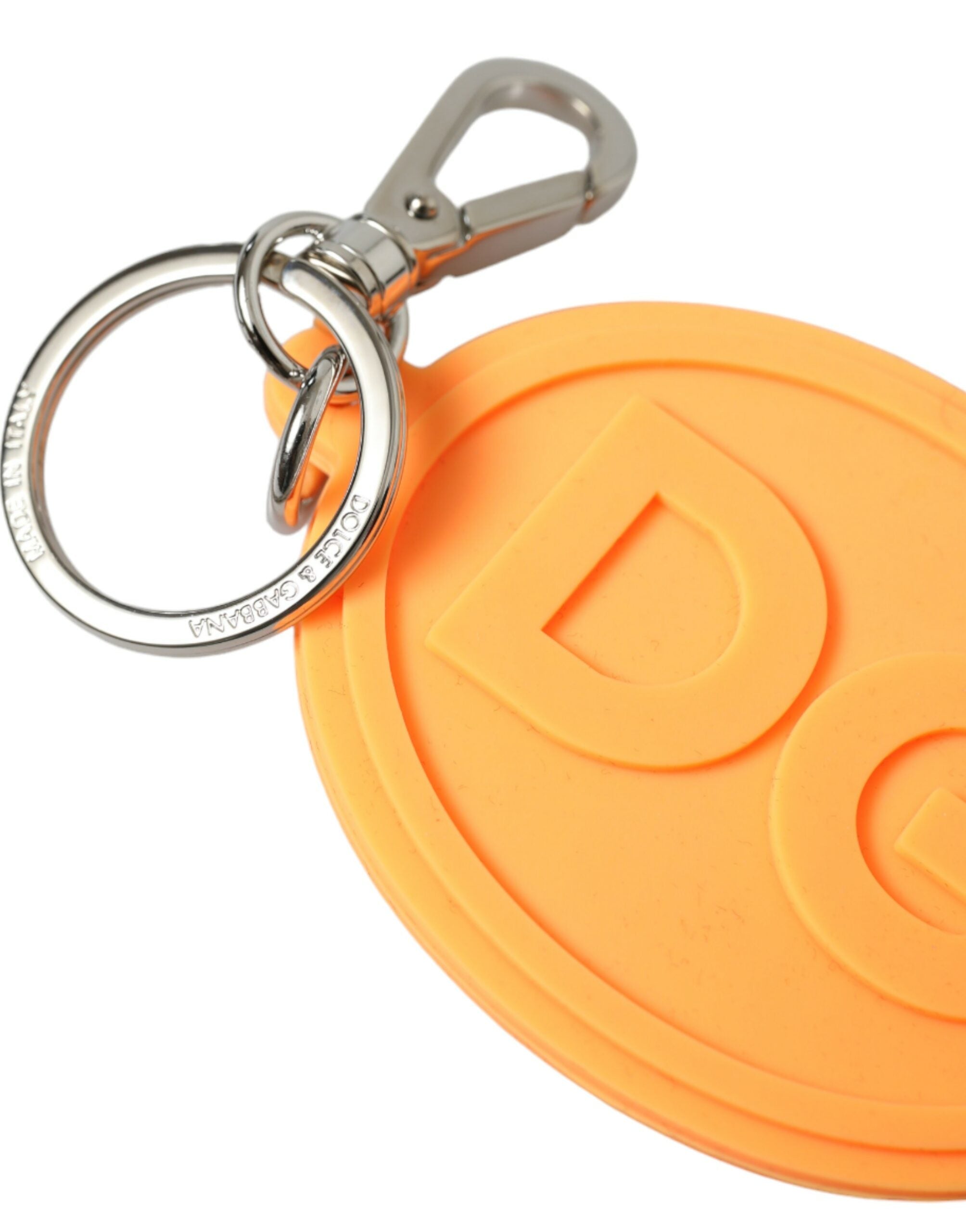 Elegant keychain in orange with silver details