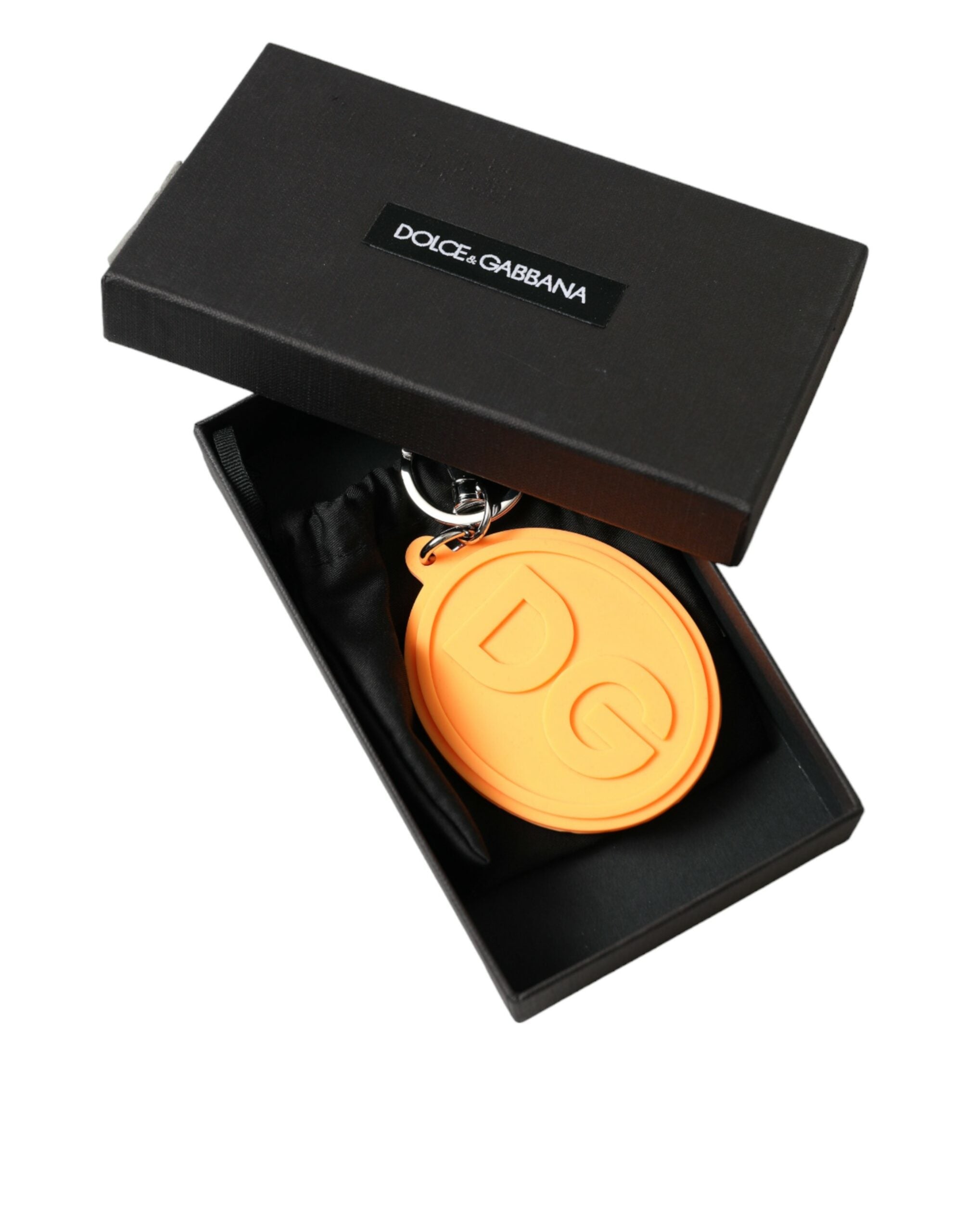 Elegant keychain in orange with silver details