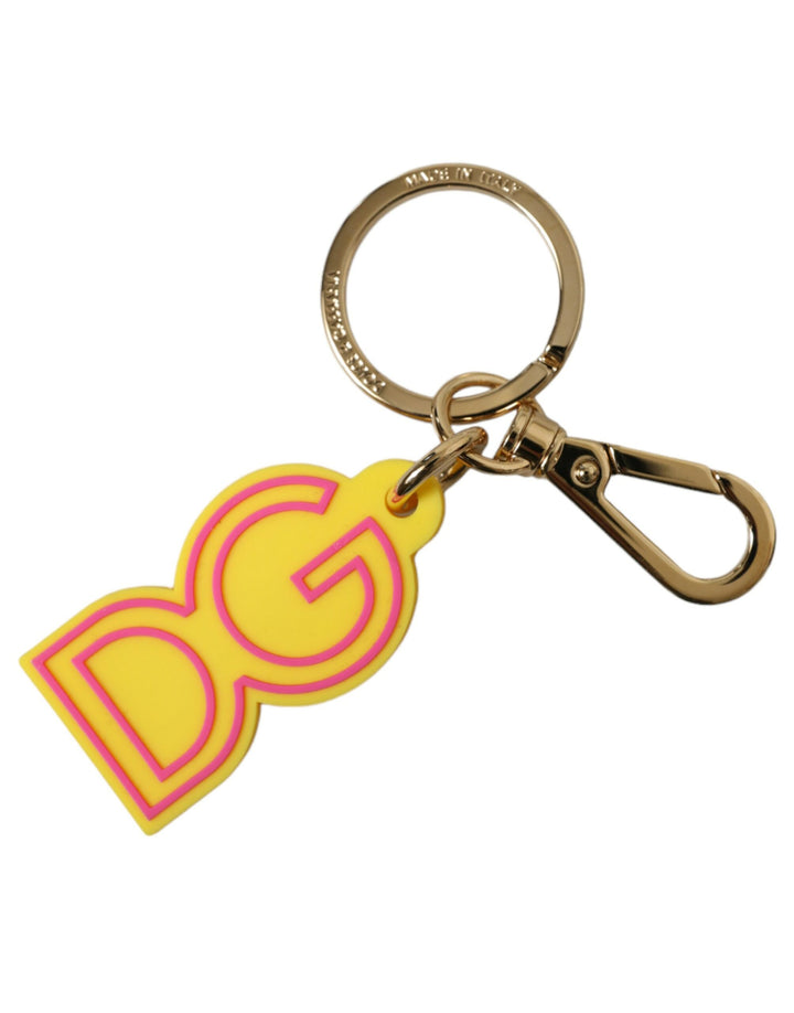 Gelbes Gummi Goldton Metall DG Logo Schlüsselanhänger Schlüsselanhänger