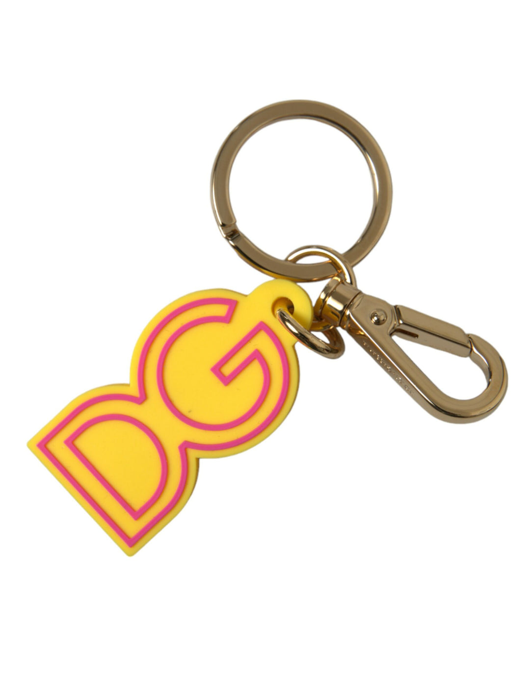Gelbes Gummi Goldton Metall DG Logo Schlüsselanhänger Schlüsselanhänger