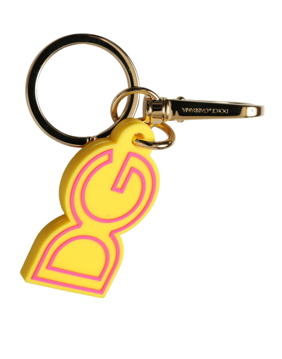 Gelbes Gummi Goldton Metall DG Logo Schlüsselanhänger Schlüsselanhänger