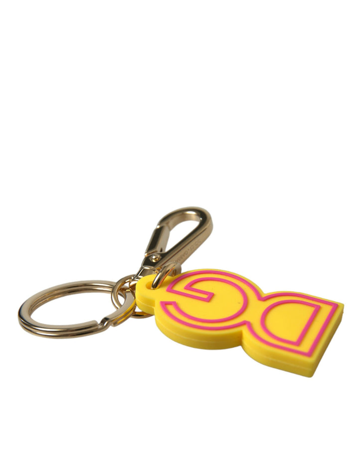 Gelbes Gummi Goldton Metall DG Logo Schlüsselanhänger Schlüsselanhänger