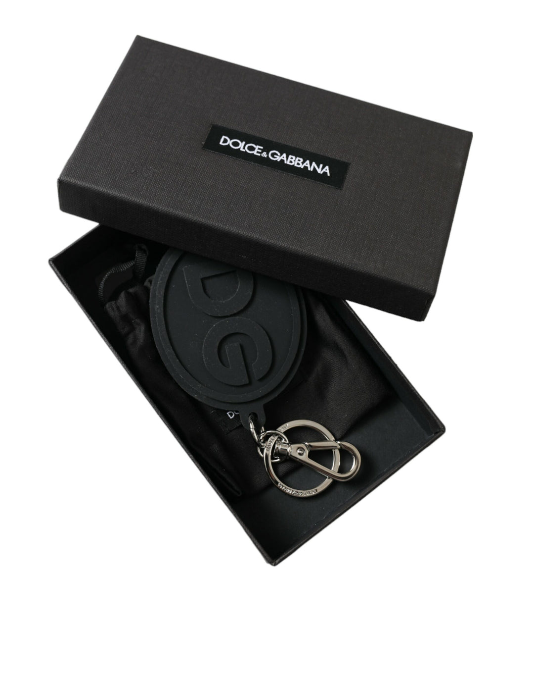 Chic black and silver logo keychain