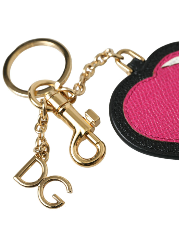 Stunning gold and pink leather keychain