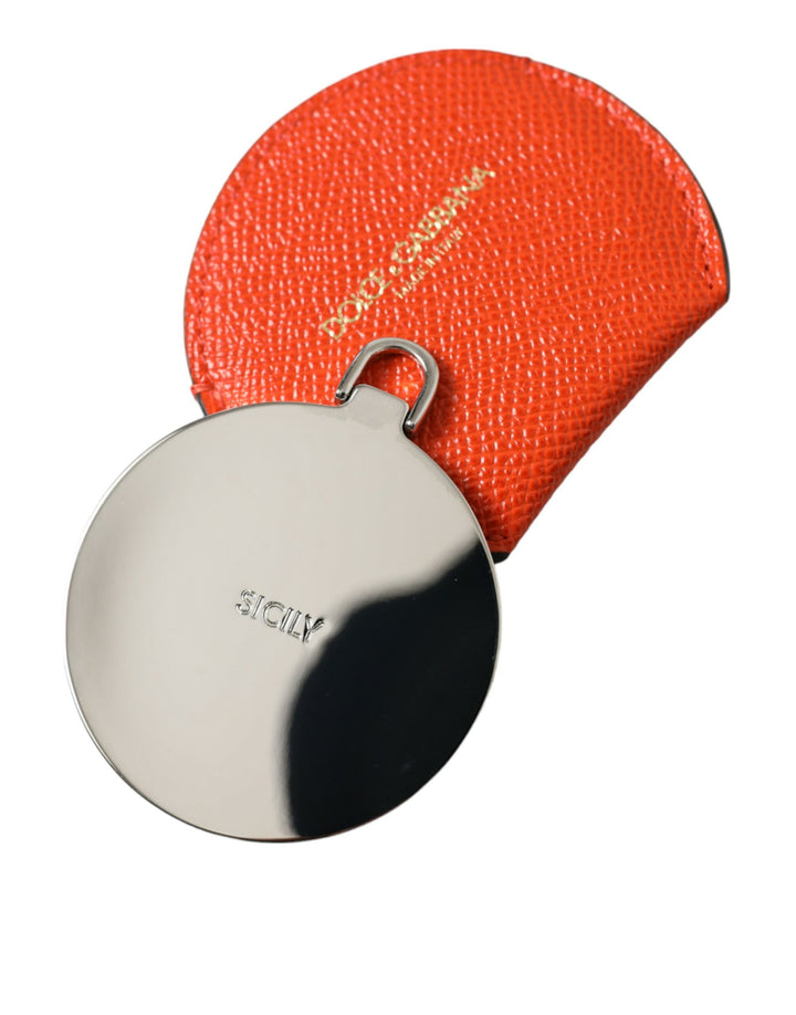 Elegant orange leather mirror holder
