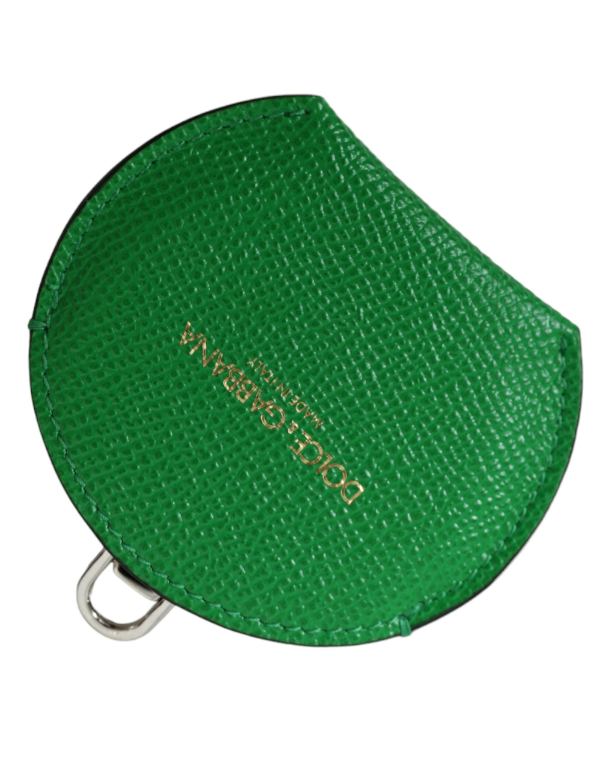 Emerald-colored leather hand mirror holder