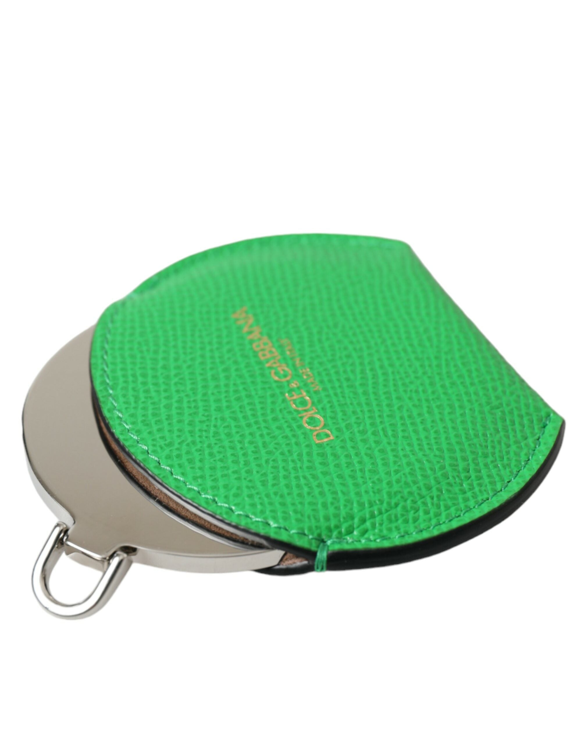Emerald-colored leather hand mirror holder