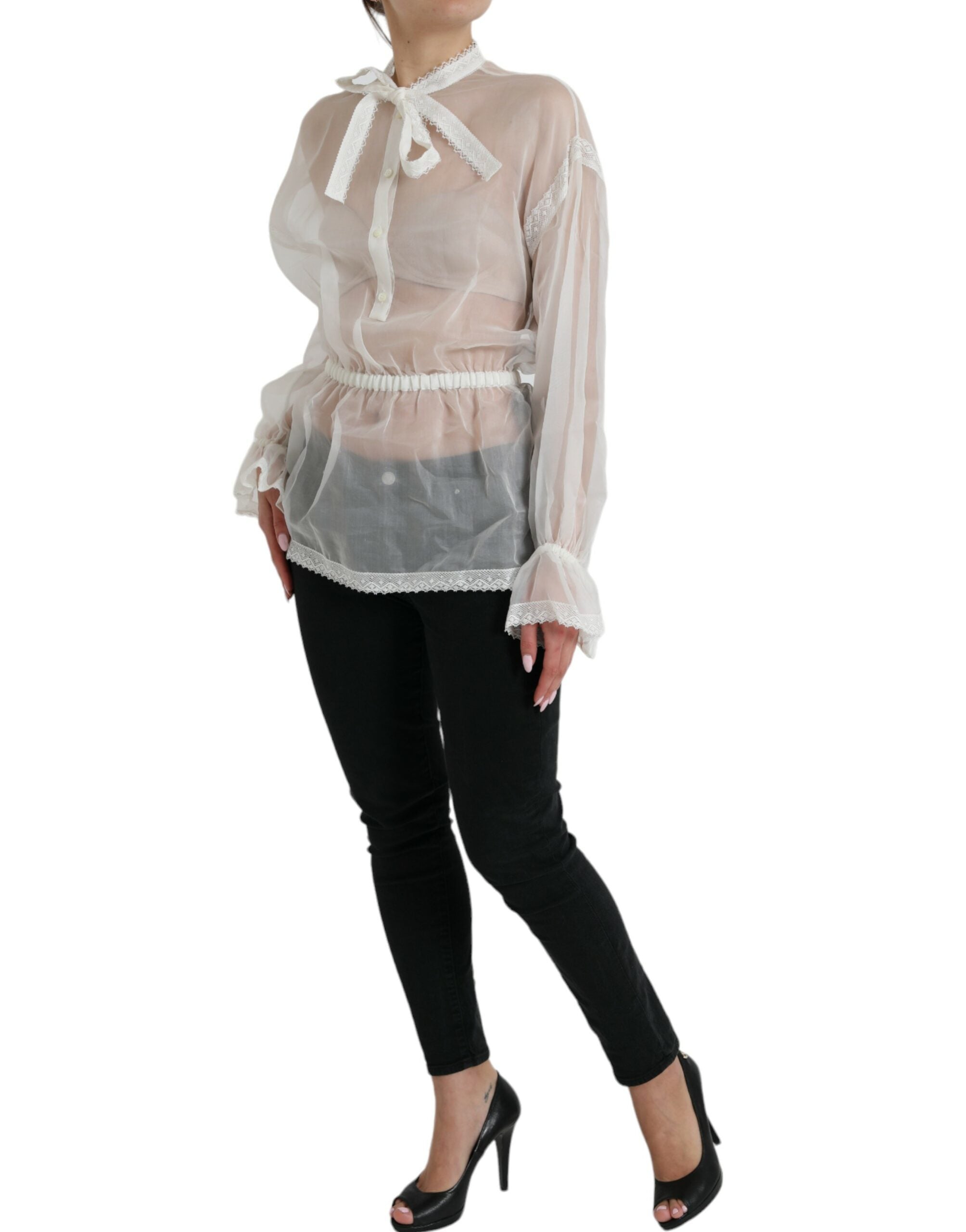 Elegant silk blend blouse with long sleeves