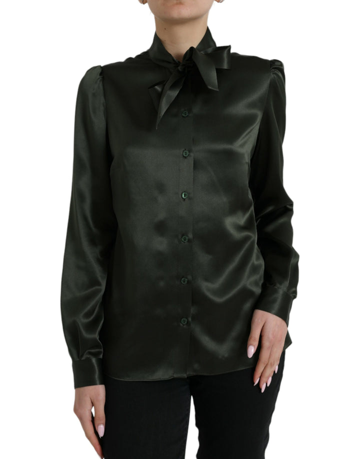 Elegant silk blouse with ascot collar