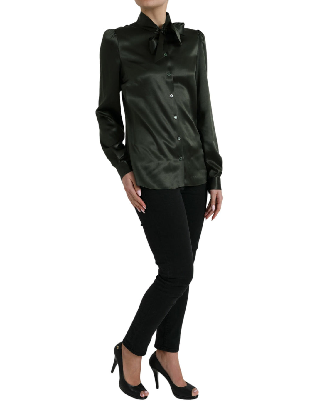 Elegant silk blouse with ascot collar