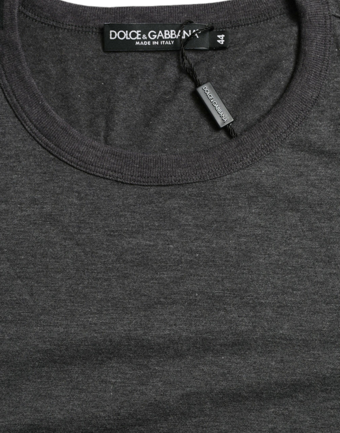 Dunkelgraues Baumwoll-T-Shirt mit Rundhalsausschnitt