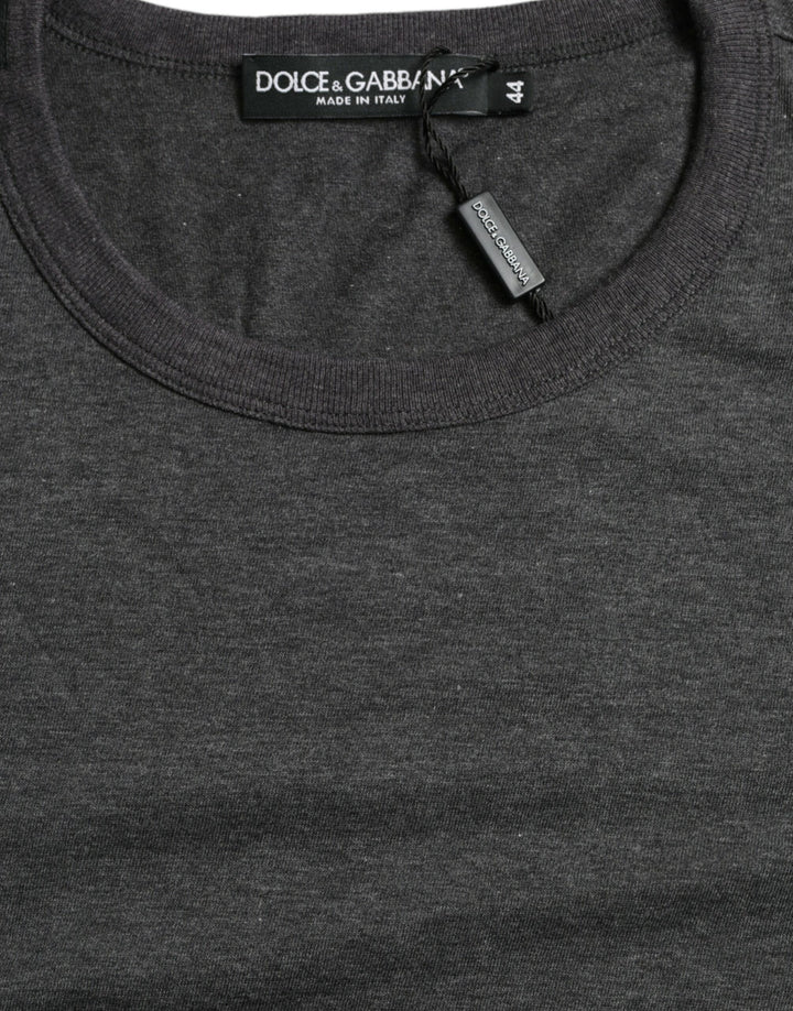Dunkelgraues Baumwoll-T-Shirt mit Rundhalsausschnitt