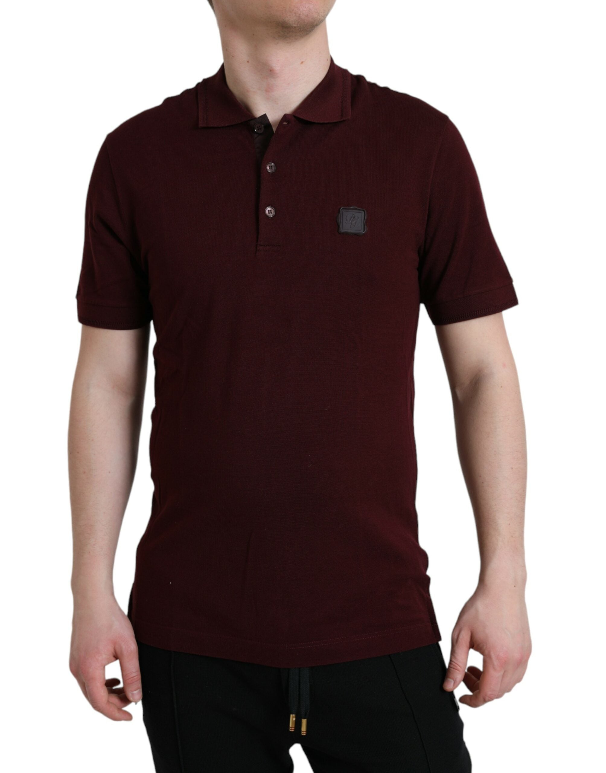 Elegant chestnut brown cotton blend polo tee