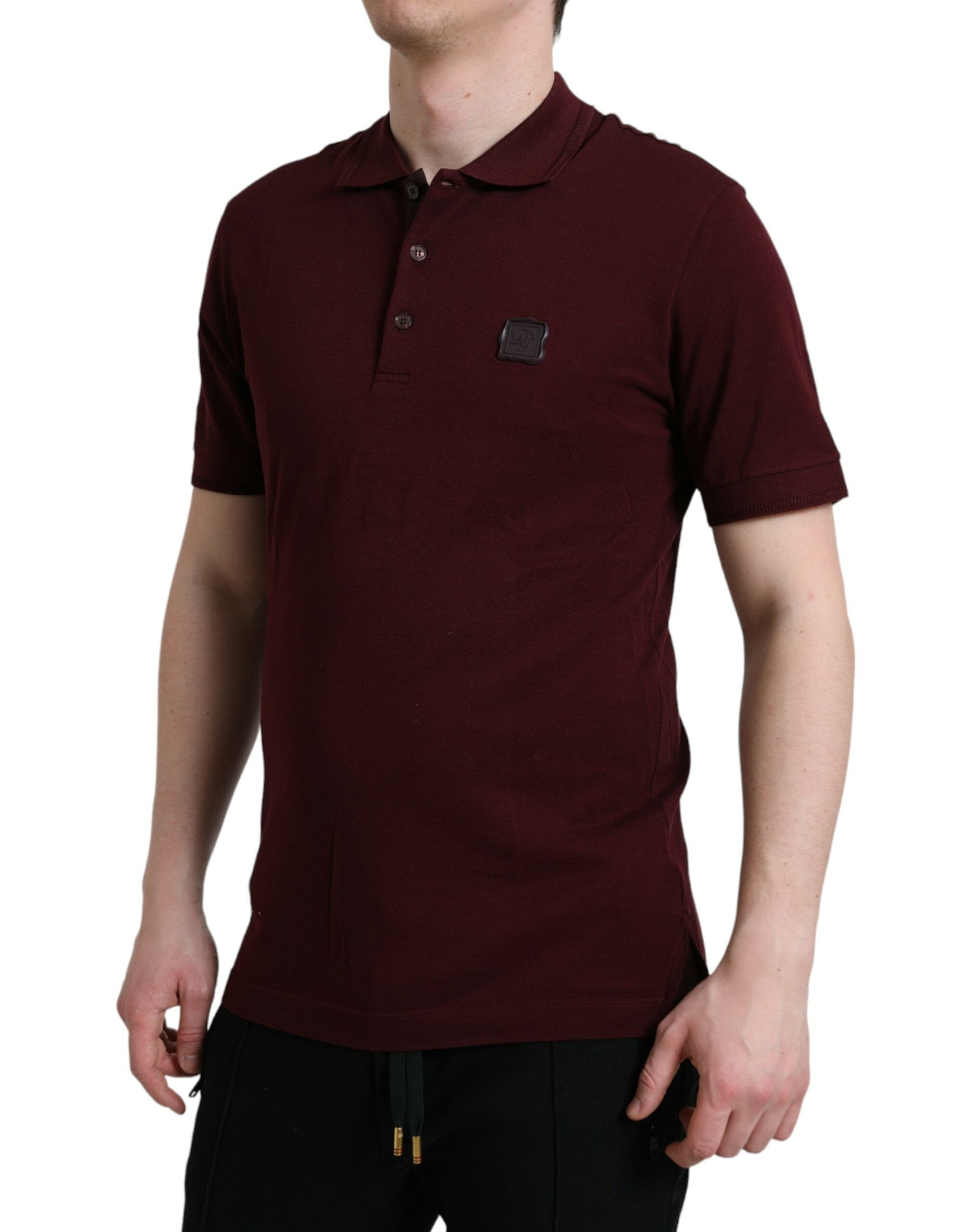 Elegant chestnut brown cotton blend polo tee