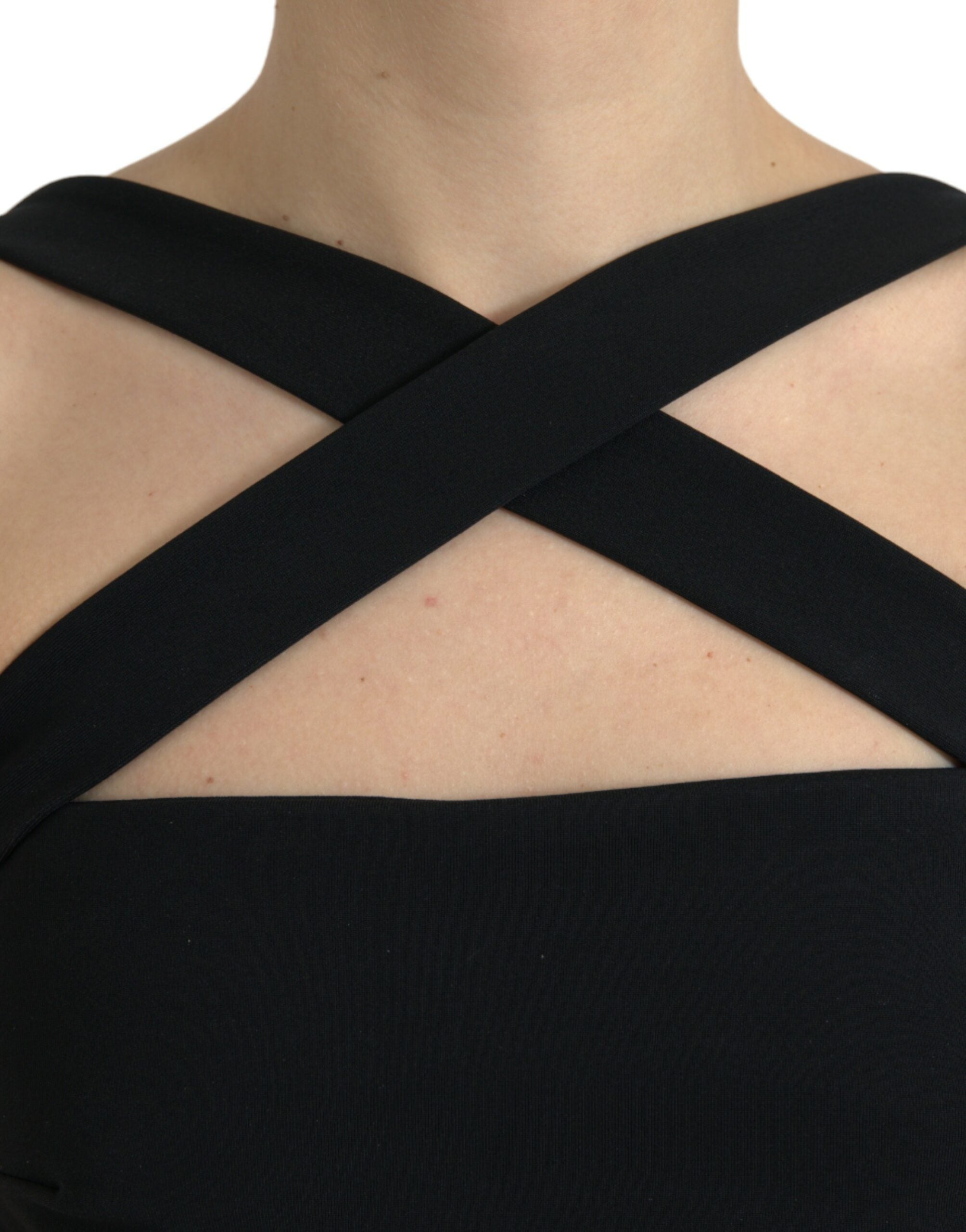 Elegant black sheath dress midi dress