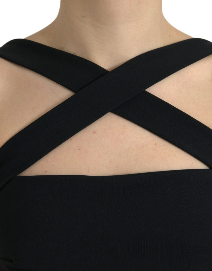 Elegant black sheath dress midi dress