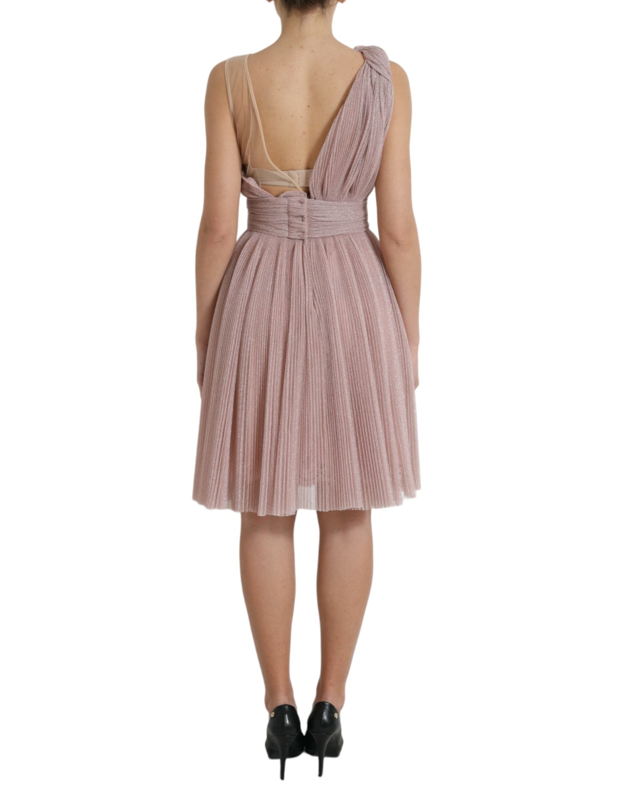 Lilac one-shoulder pleated designer dress