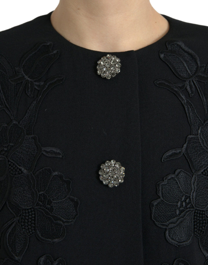 Elegant floral wool trench coat with buttons
