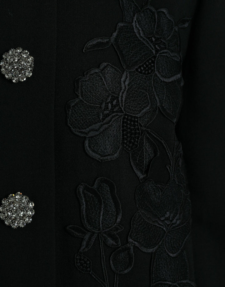 Elegant floral wool trench coat with buttons