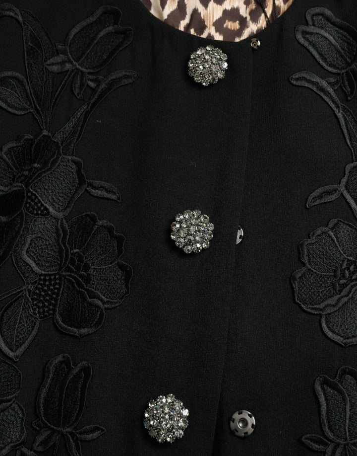 Elegant floral wool trench coat with buttons