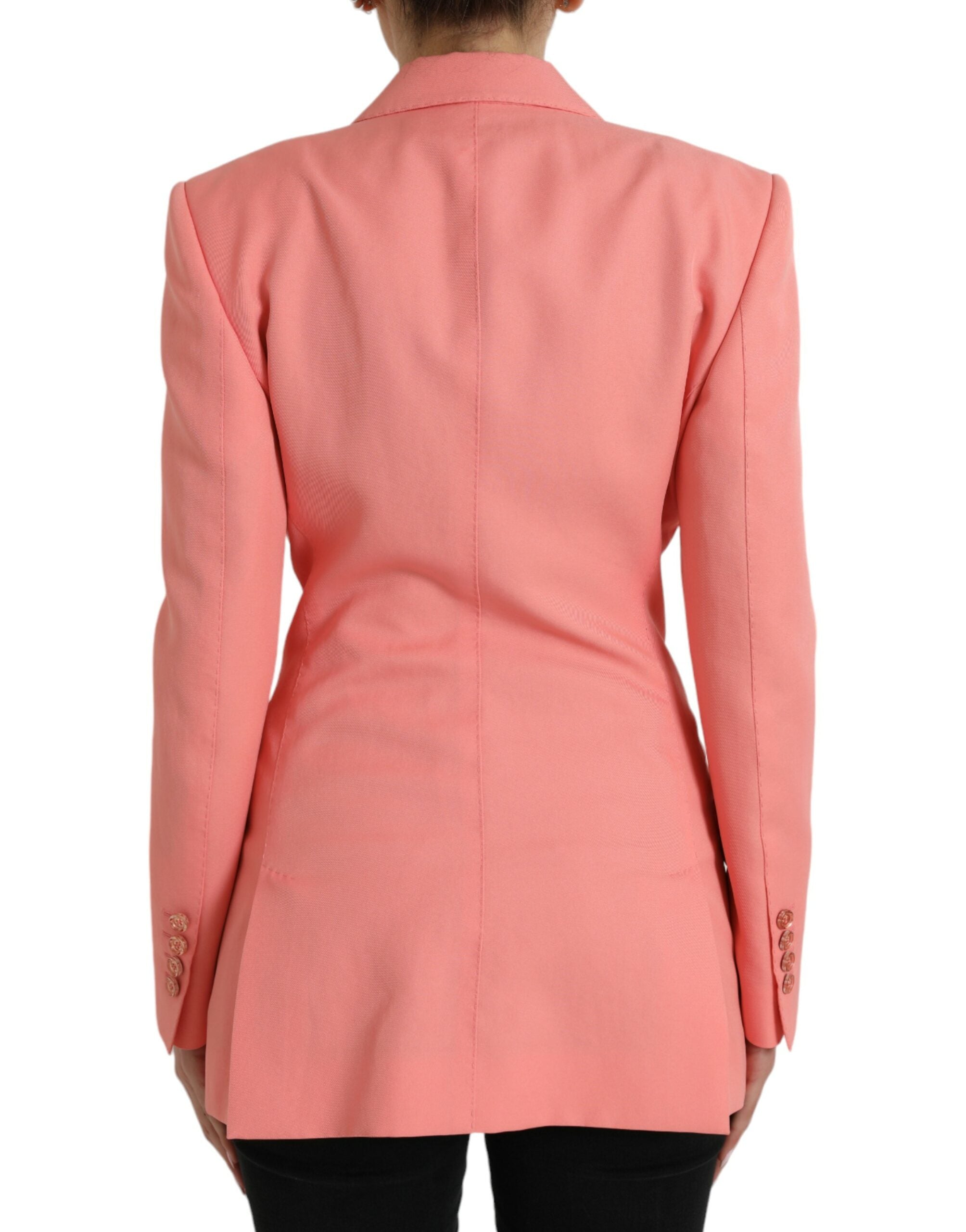 Chic pink blazer with peak lapels