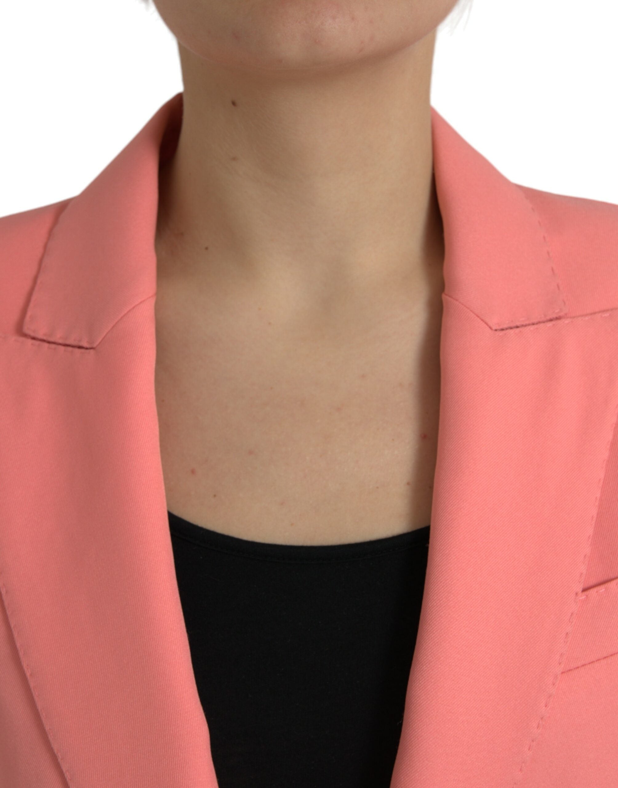 Chic pink blazer with peak lapels